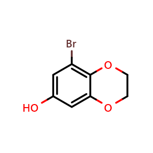 Chemical structure of 8-Bromo-2,3-dihydrobenzo[b][1,4]dioxin-6-ol , CAS 2092066-54-9, AChemBlock Y222889