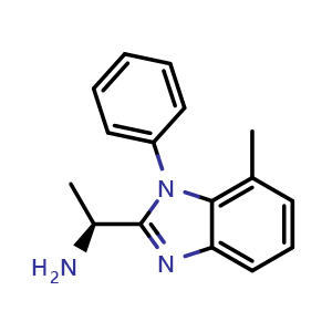 Chemical structure of (S)-1-(7-methyl-1-phenyl-1H-benzo[d]imidazol-2-yl)ethan-1-amine , CAS 1393175-93-3, AChemBlock Y222891