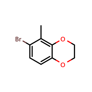 Chemical structure of 6-Bromo-5-methyl-2,3-dihydrobenzo[b][1,4]dioxine , CAS 69464-39-7, AChemBlock Y222895