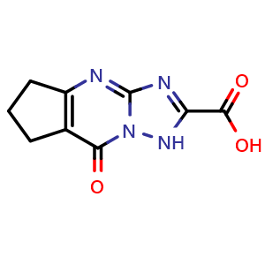 Chemical structure of 8-Oxo-5,6,7,8-tetrahydro-1H-cyclopenta[d][1,2,4]triazolo[1,5-a]pyrimidine-2-carboxylic acid , CAS 842975-47-7, AChemBlock Y222899