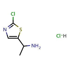 Chemical structure of 1-(2-Chlorothiazol-5-yl)ethan-1-amine hydrochloride , CAS 2742660-55-3, AChemBlock Y222909