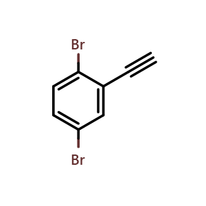 Chemical structure of 1,4-Dibromo-2-ethynylbenzene , CAS 856000-38-9, AChemBlock Y222950