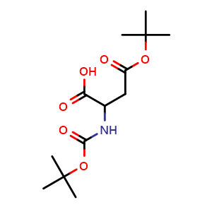 Chemical structure of 4-(tert-Butoxy)-2-((tert-butoxycarbonyl)amino)-4-oxobutanoic acid , CAS 1016259-17-8, AChemBlock Y222956