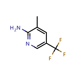 Chemical structure of 3-Methyl-5-(trifluoromethyl)pyridin-2-amine , CAS 945971-04-0, AChemBlock Y222963
