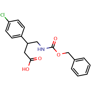 Chemical structure of 4-(((Benzyloxy)carbonyl)amino)-3-(4-chlorophenyl)butanoic acid , CAS 78131-31-4, AChemBlock Y222968