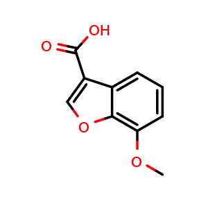 Chemical structure of 7-Methoxybenzofuran-3-carboxylic acid , CAS 344287-58-7, AChemBlock Y222969