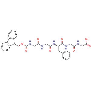Chemical structure of (S)-11-Benzyl-1-(9H-fluoren-9-yl)-3,6,9,12,15-pentaoxo-2-oxa-4,7,10,13,16-pentaazaoctadecan-18-oic acid , CAS 2866302-04-5, AChemBlock Y222984