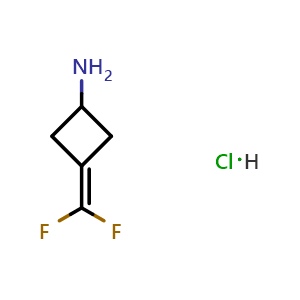 Chemical structure of 3-(Difluoromethylene)cyclobutan-1-amine hydrochloride , CAS 2688115-06-0, AChemBlock Y222986