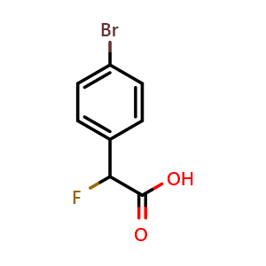 Chemical structure of 2-(4-Bromophenyl)-2-fluoroacetic acid , CAS 109050-30-8, AChemBlock Y222988