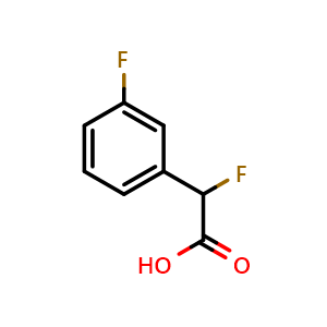 Chemical structure of 2-Fluoro-2-(3-fluorophenyl)acetic acid , CAS 915030-45-4, AChemBlock Y222989