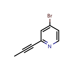 Chemical structure of 4-Bromo-2-(prop-1-yn-1-yl)pyridine , CAS 1383985-12-3, AChemBlock Y222993