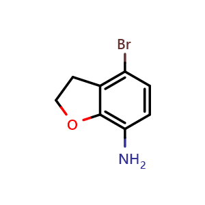 Chemical structure of 4-Bromo-2,3-dihydrobenzofuran-7-amine , CAS 1906935-63-4, AChemBlock Y222997