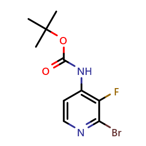 Chemical structure of tert-Butyl (2-bromo-3-fluoropyridin-4-yl)carbamate , CAS 1803125-67-8, AChemBlock Y223009