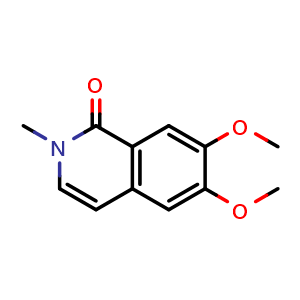 Chemical structure of 6,7-Dimethoxy-2-methyl-1(2H)-isoquinolinone , CAS 20323-75-5, AChemBlock Y223014