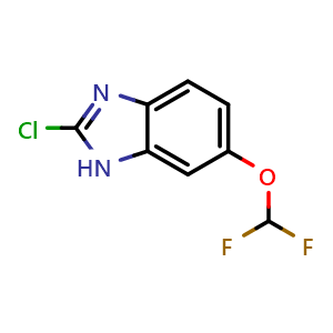 Chemical structure of 2-Chloro-6-(difluoromethoxy)-1H-benzimidazole , CAS 1804054-68-9, AChemBlock Y223015