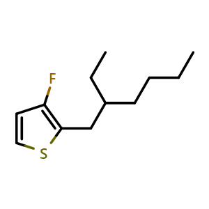 Chemical structure of 2-(2-Ethylhexyl)-3-fluorothiophene , CAS 2189704-71-8, AChemBlock Y223023