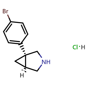 Chemical structure of (1R,5S)-1-(4-Bromophenyl)-3-azabicyclo[3.1.0]hexane hydrochloride , CAS 2173391-51-8, AChemBlock Y223026