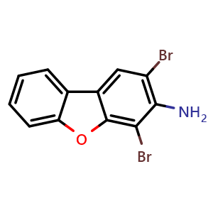 Chemical structure of 2,4-Dibromo-3-dibenzofuranamine , CAS 133953-35-2, AChemBlock Y223037