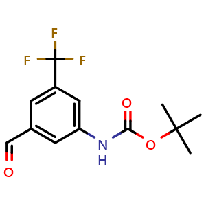 Chemical structure of tert-Butyl (3-formyl-5-(trifluoromethyl)phenyl)carbamate , CAS 2353002-85-2, AChemBlock Y223040