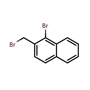 Chemical structure of 1-Bromo-2-(bromomethyl)naphthalene , CAS 37763-43-2, AChemBlock Y223055