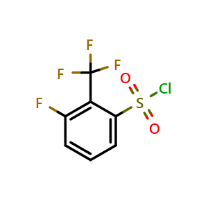 Chemical structure of 3-Fluoro-2-(trifluoromethyl)benzenesulfonyl chloride , CAS 1214372-88-9, AChemBlock Y223063
