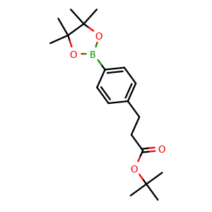 Chemical structure of tert-Butyl 3-(4-(4,4,5,5-tetramethyl-1,3,2-dioxaborolan-2-yl)phenyl)propanoate , CAS 872054-15-4, AChemBlock Y223066