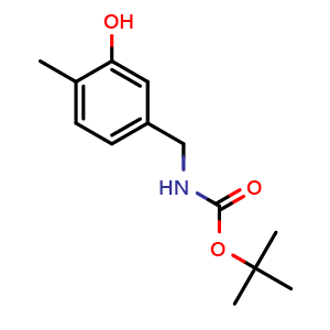 Chemical structure of tert-Butyl (3-hydroxy-4-methylbenzyl)carbamate , CAS 2413898-08-3, AChemBlock Y223067