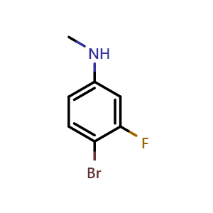 Chemical structure of 4-Bromo-3-fluoro-N-methylbenzenamine , CAS 1233513-02-4, AChemBlock Y223091