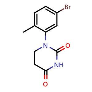 Chemical structure of 1-(5-Bromo-2-methylphenyl)dihydropyrimidine-2,4(1H,3H)-dione , CAS 1500958-16-6, AChemBlock Y223097