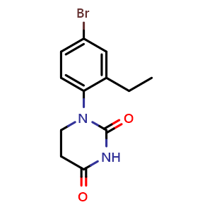 Chemical structure of 1-(4-bromo-2-ethylphenyl)dihydro-2,4(1H,3H)-pyrimidinedione , CAS 1539087-46-1, AChemBlock Y223099