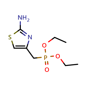 Chemical structure of Diethyl P-[(2-amino-4-thiazolyl)methyl]phosphonate , CAS 63928-40-5, AChemBlock Y223100