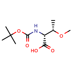 Chemical structure of N-(tert-Butoxycarbonyl)-O-methyl-D-threonine , CAS 544480-14-0, AChemBlock Y223105