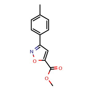 Chemical structure of Methyl 3-(p-tolyl)isoxazole-5-carboxylate , CAS 134378-94-2, AChemBlock Y223107