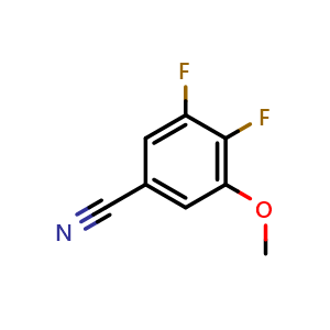 Chemical structure of 3,4-Difluoro-5-methoxybenzonitrile , CAS 1262552-14-6, AChemBlock Y223113