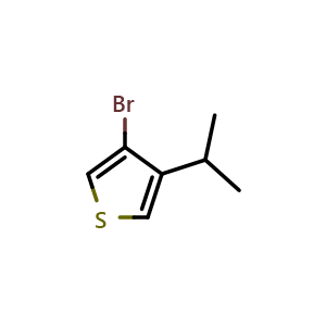 Chemical structure of 3-Bromo-4-isopropylthiophene , CAS 1369146-51-9, AChemBlock Y223122