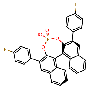 Chemical structure of (11bR)-2,6-Bis(4-fluorophenyl)-4-hydroxydinaphtho[2,1-d:1',2'-f][1,3,2]dioxaphosphepine 4-oxide , CAS 915038-14-1, AChemBlock Y223123