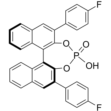 Chemical structure of (11bS)-2,6-Bis(4-fluorophenyl)-4-hydroxydinaphtho[2,1-d:1',2'-f][1,3,2]dioxaphosphepine 4-oxide , CAS 1254771-83-9, AChemBlock Y223124