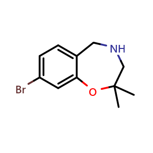 Chemical structure of 8-Bromo-2,2-dimethyl-2,3,4,5-tetrahydrobenzo[f][1,4]oxazepine , CAS 1782540-56-0, AChemBlock Y223128