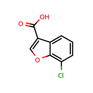 Chemical structure of 7-Chloro-3-benzofurancarboxylic acid , CAS 1169490-60-1, AChemBlock Y223130