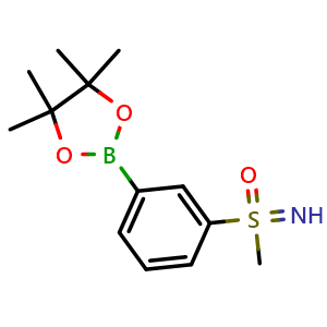 Chemical structure of 4,4,5,5-Tetramethyl-2-(3-(S-methylsulfonimidoyl)phenyl)-1,3,2-dioxaborolane , CAS 2845282-12-2, AChemBlock Y223147