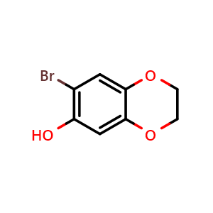 Chemical structure of 7-Bromo-2,3-dihydrobenzo[b][1,4]dioxin-6-ol , CAS 1216307-76-4, AChemBlock Y223160