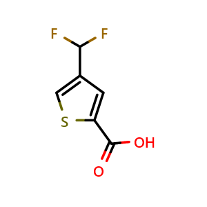 Chemical structure of 4-(Difluoromethyl)thiophene-2-carboxylic acid , CAS 2143554-23-6, AChemBlock Y223178
