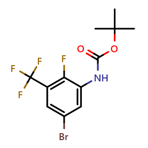 Chemical structure of tert-Butyl (5-bromo-2-fluoro-3-(trifluoromethyl)phenyl)carbamate , CAS 2287287-41-4, AChemBlock Y223186