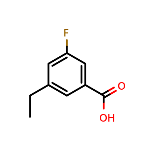 Chemical structure of 3-Ethyl-5-fluorobenzoic acid , CAS 1261843-53-1, AChemBlock Y223188