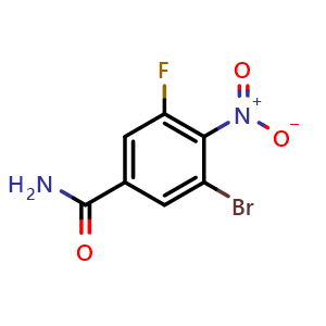 Chemical structure of 3-Bromo-5-fluoro-4-nitrobenzamide , CAS 1807089-08-2, AChemBlock Y223193