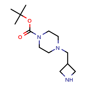 Chemical structure of 1,1-Dimethylethyl 4-(3-azetidinylmethyl)-1-piperazinecarboxylate , CAS 1780637-40-2, AChemBlock Y223207