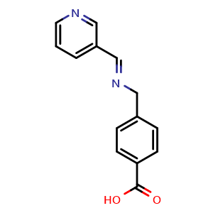 Chemical structure of 4-[[(E)-(3-Pyridinylmethylene)amino]methyl]benzoic acid , CAS 1353006-41-3, AChemBlock Y223212