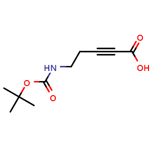 Chemical structure of 5-[[(1,1-Dimethylethoxy)carbonyl]amino]-2-pentynoic acid , CAS 1175621-48-3, AChemBlock Y223216