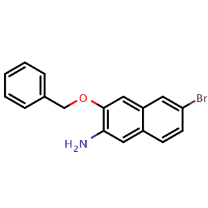Chemical structure of 6-Bromo-3-(phenylmethoxy)-2-naphthalenamine , CAS 2489410-92-4, AChemBlock Y223228