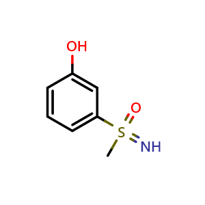 Chemical structure of (3-Hydroxyphenyl)(imino)(methyl)-l6-sulfanone , CAS 2059935-51-0, AChemBlock Y223240